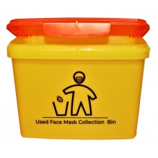 16 LITRE YELLOW RECTANGULAR BUCKET PRINTED MASK DISPOSAL WITH ORANGE HINGED LID